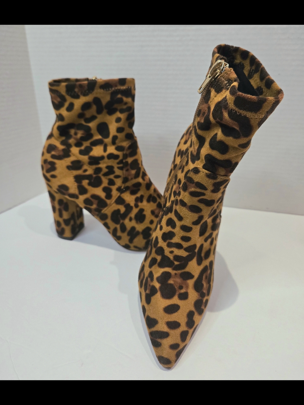 Catherine Malandrino Leopard Print Pointed Toe Ankle Boots